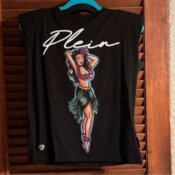 NWT Philipp Plein Aloha Hawaiian Logo Print Embellished Tank Top Size Small - Picture 3 of 9